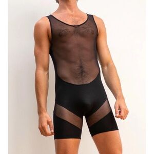 Men's Blue Mesh Bodysuit